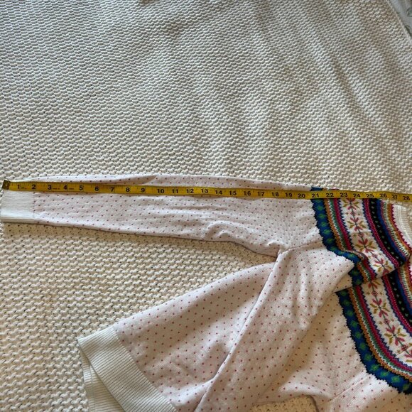 Talbots Fair Isle Multicolor Rainbow White Sweater Winter Ski Preppy Knit Small - Picture 9 of 9